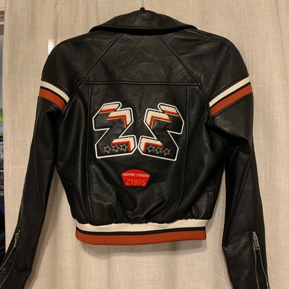 Zara Faux Leather Bomber Moto Jacket XS - Picture 5 of 8